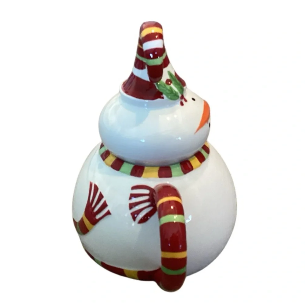 Pier 1 Imports Snowman Jolly Holiday Christmas Dolomite Teapot